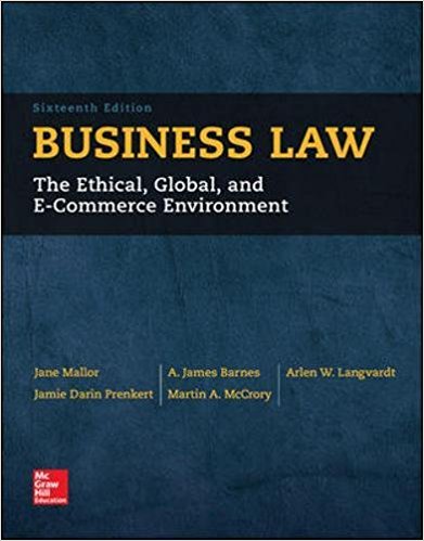Solution Manual for Business Law 16th Edition by Jane P. Mallor