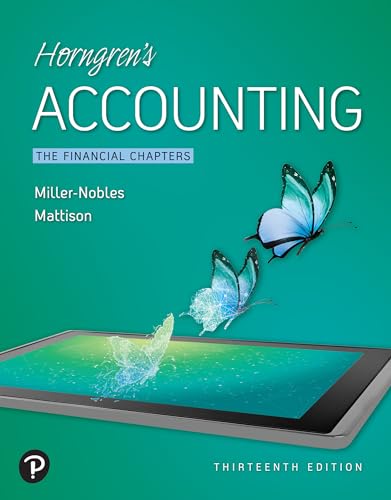 Solution Manual for Miller Nobles 13e Horngrens Accounting The Financial Chapters 13e