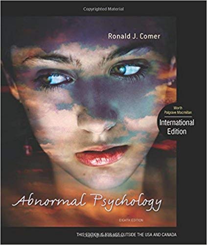 Test Bank for Abnormal Psychology 8th Edition by Ronald J. Comer