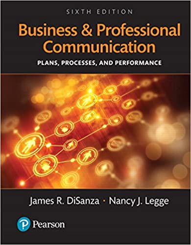 Test Bank for Business and Professional Communication Plans Processes and Performance 6th Edition by James R. DiSanza