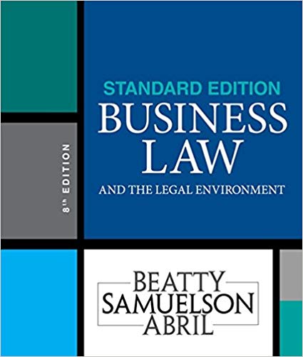 Test Bank for Business Law and the Legal Environment Standard Edition 8th Edition by Jeffrey F. Beatty