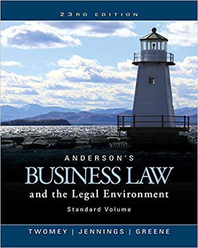 Test Bank for Business Law and the Legal Environment Standard Volume 23rd Edition by David P. Twomey
