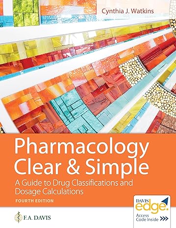 Test Bank for Pharmacology Clear and Simple A Guide to Drug Classifications and Dosage Calculations 4th Edition by Cynthia J. Watkins