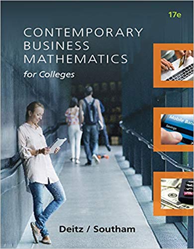 Test Bank for Contemporary Business Mathematics for Colleges 17th Edition by James E. Deitz