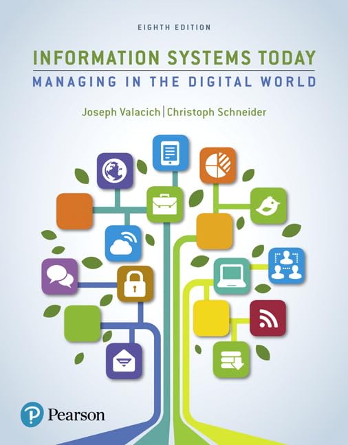 Test Bank for Information Systems Today Managing the Digital World 8th Edition by Joseph Valacich