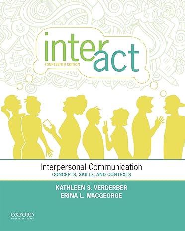 Test Bank for Inter Act Interpersonal Communication Concepts Skills and Contexts 14th Edition by Kathleen S. Verderber