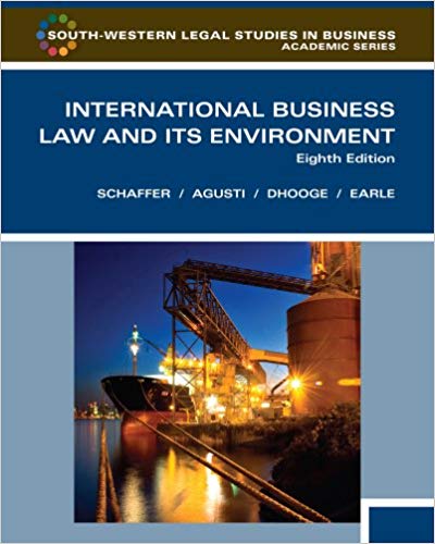 Test Bank for International Business Law and Its Environment 8th Edition by Richard Schaffer