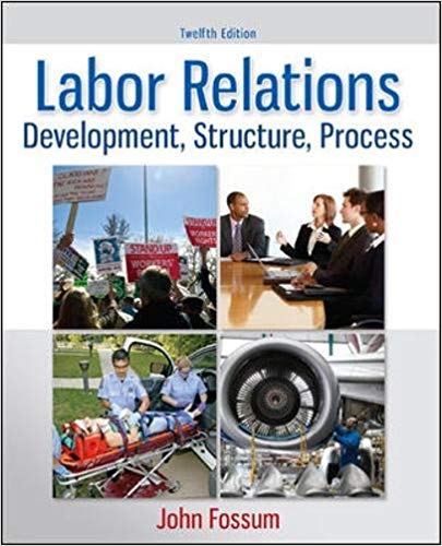 Test Bank for Labor Relations Development Structure Process 12th Edition by John A. Fossum
