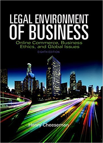 Test Bank for Legal Environment of Business Online Commerce Ethics 8th Edition by Henry R. Cheeseman