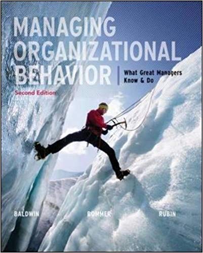 Test Bank for Managing Organizational Behavior What Great Managers Know and Do 2nd Edition by Timothy Baldwin
