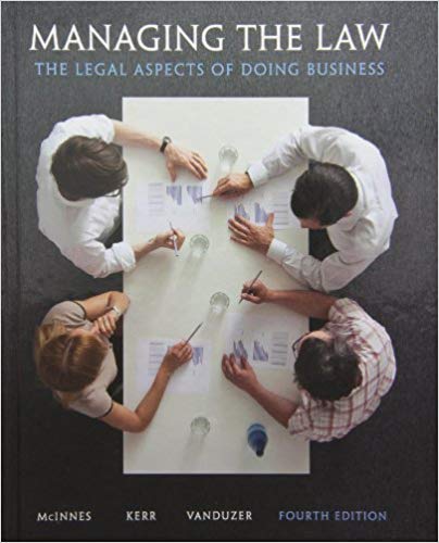 Test Bank for Managing the Law 4th Edition by Mitchell McInnes