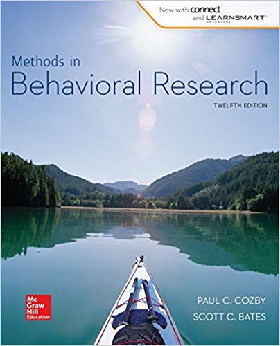 Test Bank for Methods in Behavioral Research 12th Edition by Paul C. Cozby
