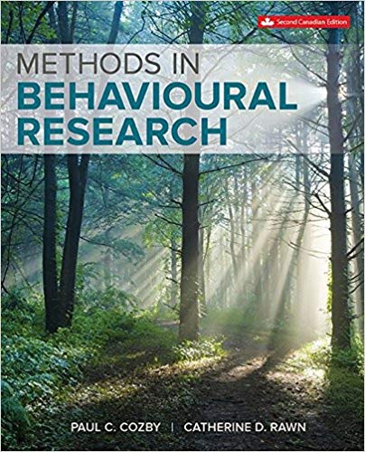 Test Bank for Methods in Behavioural Research 2nd canadian Edition by Paul C. Cozby
