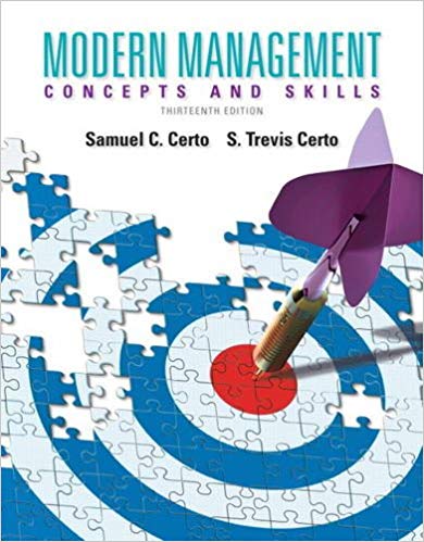 Test Bank for Modern Management Concepts and Skills 13th Edition by Samuel C. Certo
