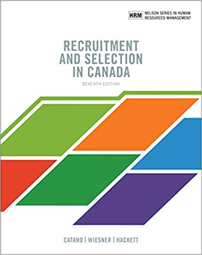 Test Bank for Recruitment and Selection in Canada 7th Edition by Victor M. Catano