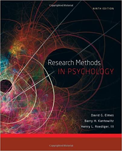 Test Bank for Research Methods in Psychology 9th Edition by David G. Elmes