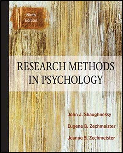 Test Bank for Research Methods In Psychology 9th Edition by John J Shaughnessy