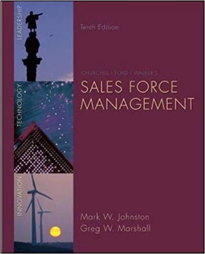 Test Bank for Sales Force Management 10th Edition by Mark Johnston