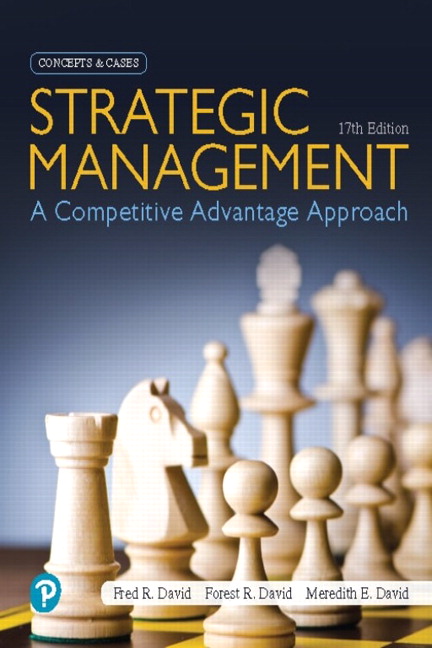 Test Bank for Strategic Management A Competitive Advantage Approach Concepts and Cases 17th Edition by Fred R David