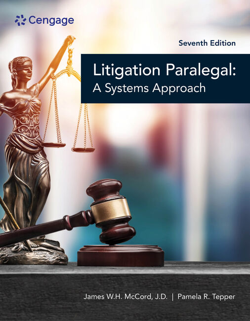Test Bank for The Litigation Paralegal A Systems Approach 7th Edition by James W. H. McCord